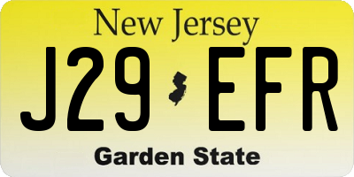 NJ license plate J29EFR