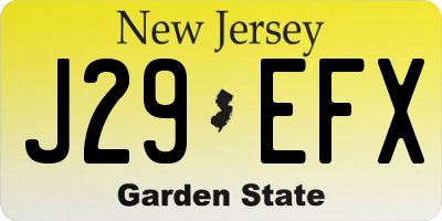 NJ license plate J29EFX