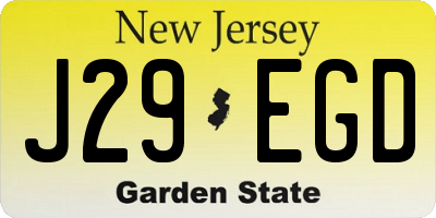NJ license plate J29EGD