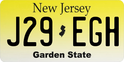 NJ license plate J29EGH