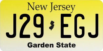 NJ license plate J29EGJ