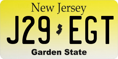 NJ license plate J29EGT