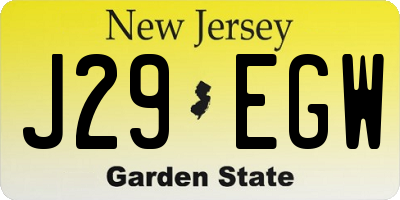 NJ license plate J29EGW