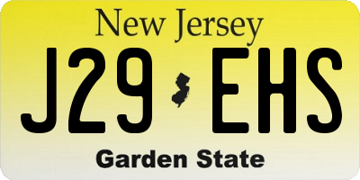 NJ license plate J29EHS