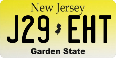 NJ license plate J29EHT