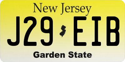 NJ license plate J29EIB