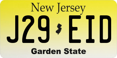 NJ license plate J29EID