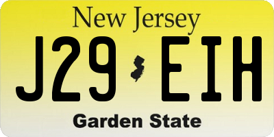 NJ license plate J29EIH