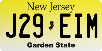 NJ license plate J29EIM