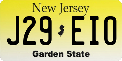 NJ license plate J29EIO