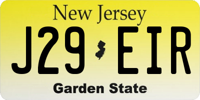 NJ license plate J29EIR