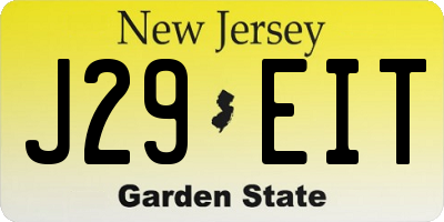NJ license plate J29EIT