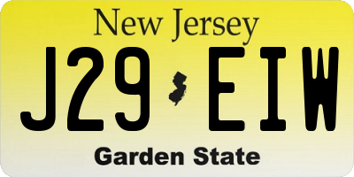 NJ license plate J29EIW