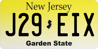 NJ license plate J29EIX