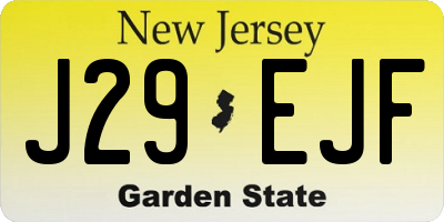 NJ license plate J29EJF