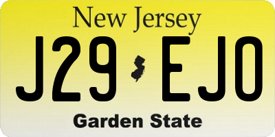 NJ license plate J29EJO