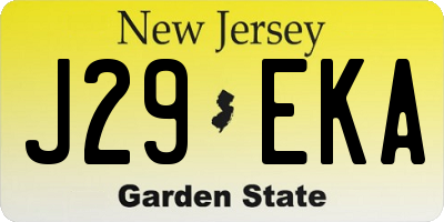 NJ license plate J29EKA