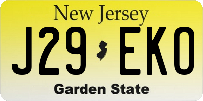 NJ license plate J29EKO
