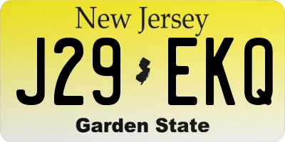 NJ license plate J29EKQ