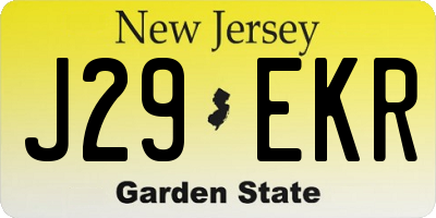 NJ license plate J29EKR