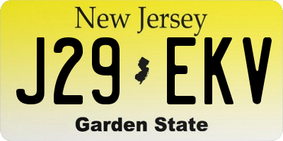 NJ license plate J29EKV