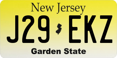 NJ license plate J29EKZ