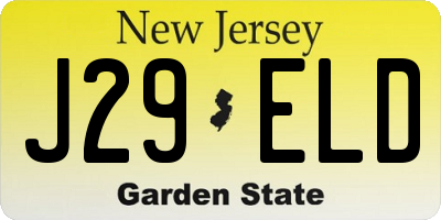 NJ license plate J29ELD