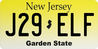 NJ license plate J29ELF