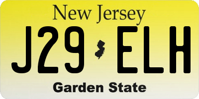 NJ license plate J29ELH