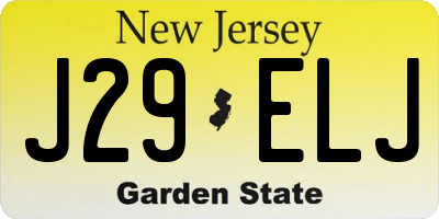 NJ license plate J29ELJ