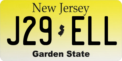 NJ license plate J29ELL