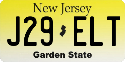 NJ license plate J29ELT