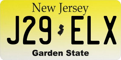 NJ license plate J29ELX