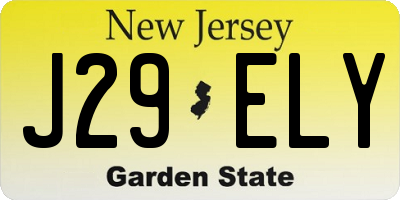 NJ license plate J29ELY