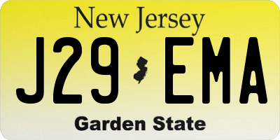 NJ license plate J29EMA