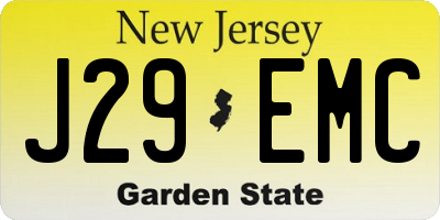 NJ license plate J29EMC