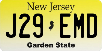 NJ license plate J29EMD