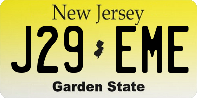 NJ license plate J29EME