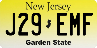 NJ license plate J29EMF