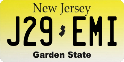 NJ license plate J29EMI