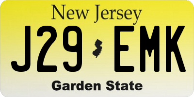 NJ license plate J29EMK
