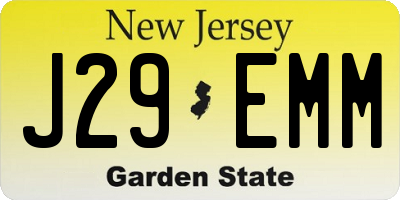 NJ license plate J29EMM