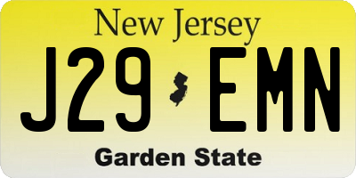 NJ license plate J29EMN