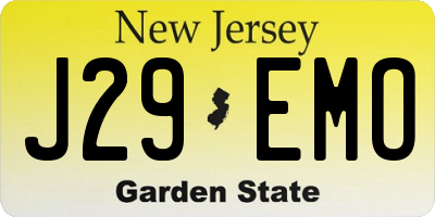 NJ license plate J29EMO