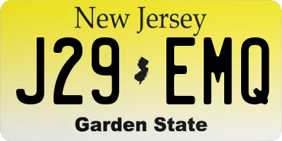 NJ license plate J29EMQ