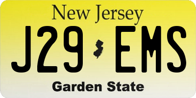 NJ license plate J29EMS