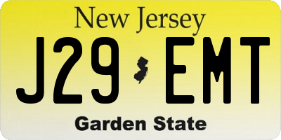 NJ license plate J29EMT