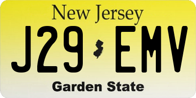 NJ license plate J29EMV