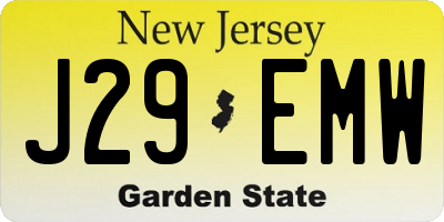 NJ license plate J29EMW