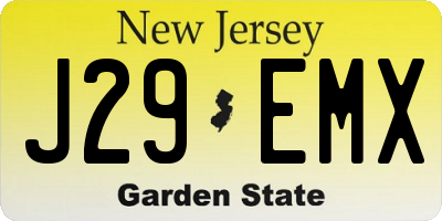 NJ license plate J29EMX